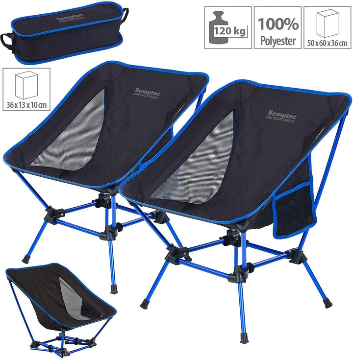 Semptec Urban Survival Technology Camping Klappstuhl: 2-er-Set Klappbarer Campingstuhl, 2 Sitzhöhen,