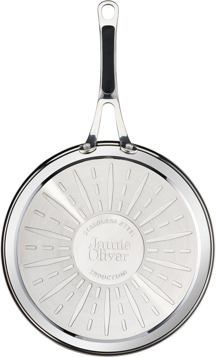Tefal H80304 Jamie Oliver Premium Inox Induction Wave Pfanne (24 cm, antihaftbeschichtet) edelstahl