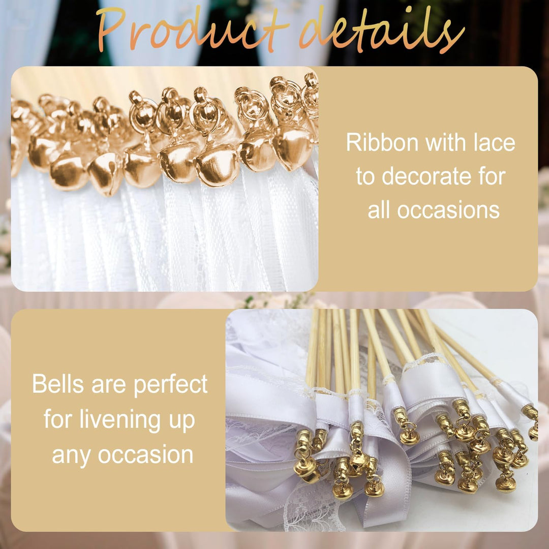 50 Stück Wedding Wands Hochzeit mit Glocke,Zauberstäbe Hochzeit Luftschlangen,Seidenfeenstab,Wedding
