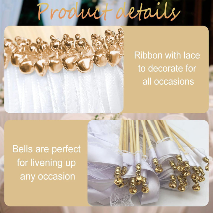 50 Stück Wedding Wands Hochzeit mit Glocke,Zauberstäbe Hochzeit Luftschlangen,Seidenfeenstab,Wedding