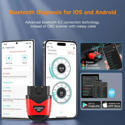 AUTOPHIX 3210 Bluetooth OBD2 Diagnosegerät für iOS & Android EOBD OBDII Auto Scanner mit Batterietes