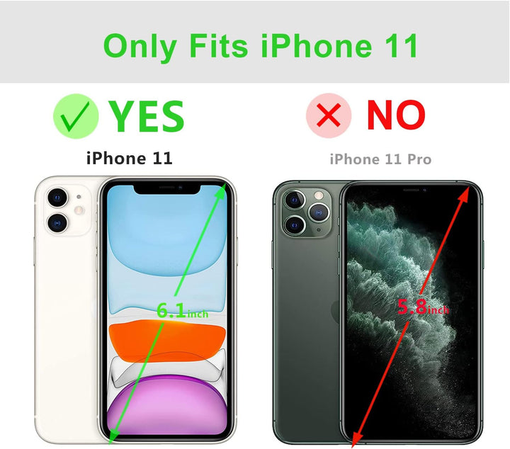 LENSUN Echtleder Handyhülle für iPhone 11, Hülle [Echtes Leder][Standfunktion][Kartenfächer] Handyta