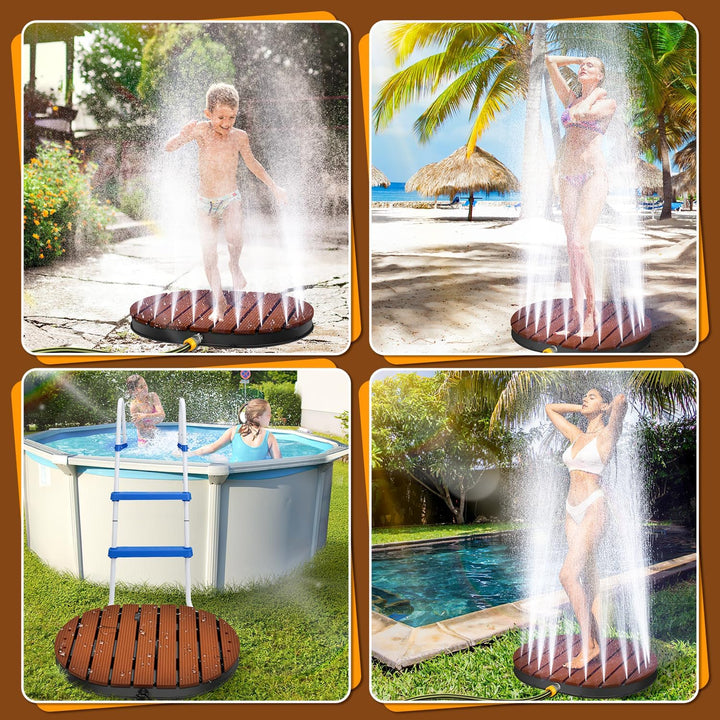 Bodendusche Aussendusche, Pooldusche aus WPC, Gartendusche mit 22 Kupferdüsen, Bis 4m Fontänenhöhe,