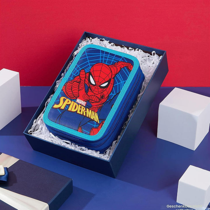 Marvel Federmäppchen für Jungen, Federmäppchen, Fächer, gefüllt, für Schule, Filz, Buntstift, Gesche