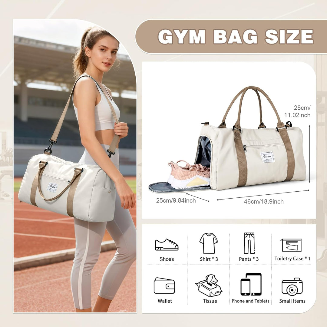 WEPLAN Sport Duffel Bag Damen Herren Sporttasche mit Schuhfach & Nassfach Reisetasche Handgepäck Tas