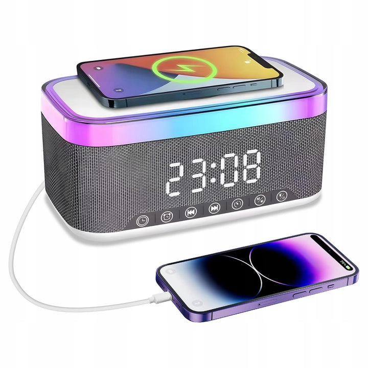 Radio wecker Digital mit Ladestation, 15W Fast Wireless Charger, Digitaler Radiowecker mit Bluetooth