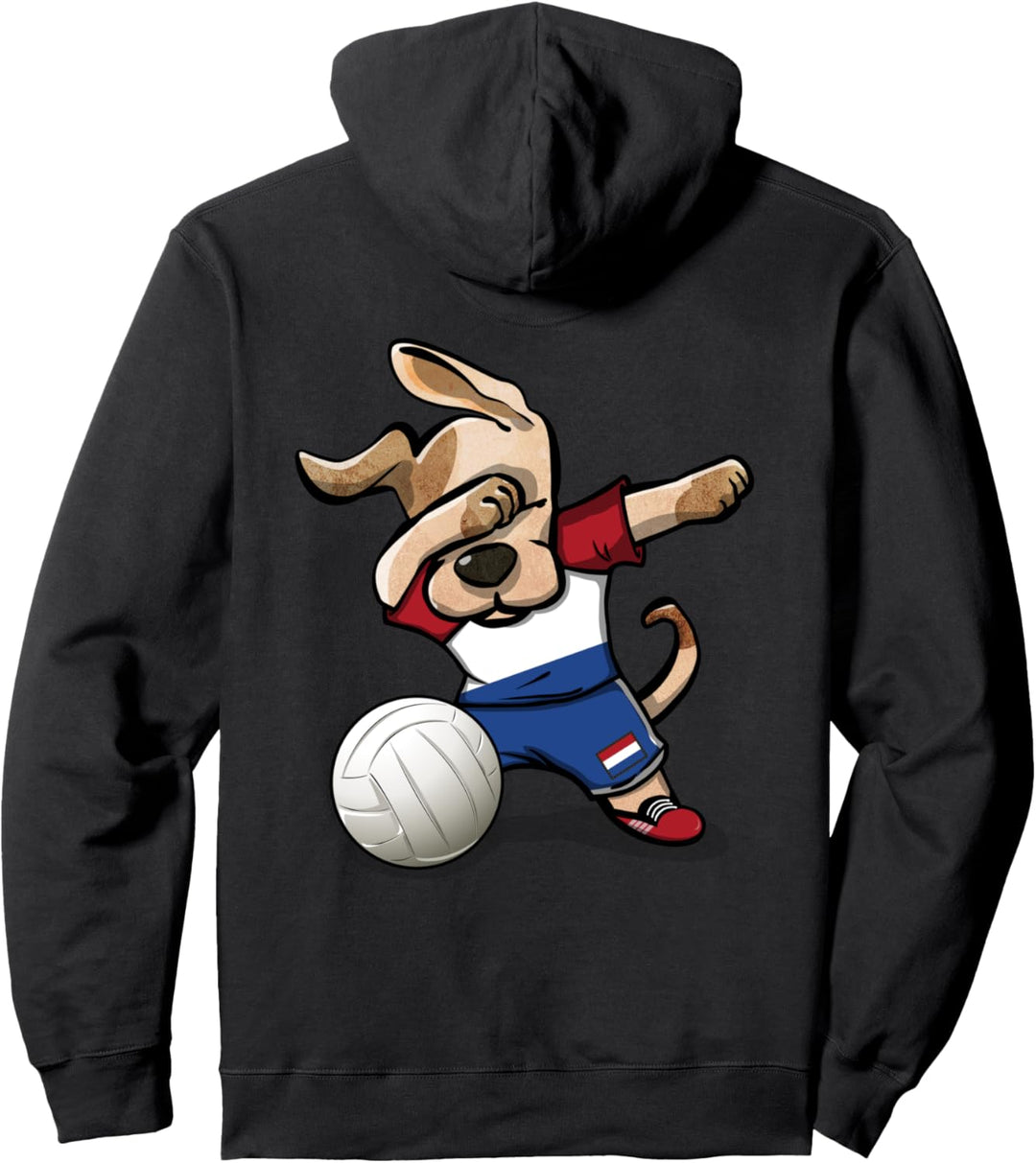Tupfender Hund Niederländischer Volleyball Mannschaft Flagge Pullover Hoodie
