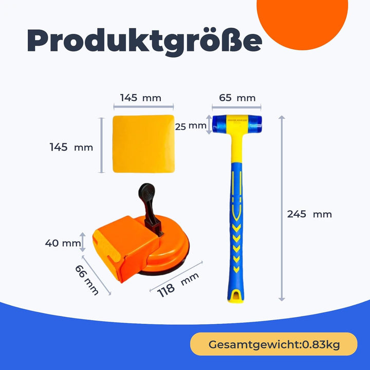 Hochleistungs-Bodenspalt-Fixierwerkzeug + Gummihammer, Laminat/Vinyl Bodenwerkzeug mit 6 Stück Klebe