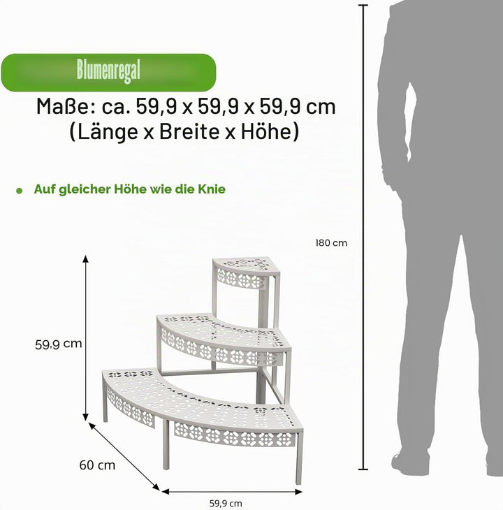 Blumenständer, Pflanzenregal aus Metall, 3 Stufen Pflanzenständer, Blumentreppe mit Grosser Kapazitä