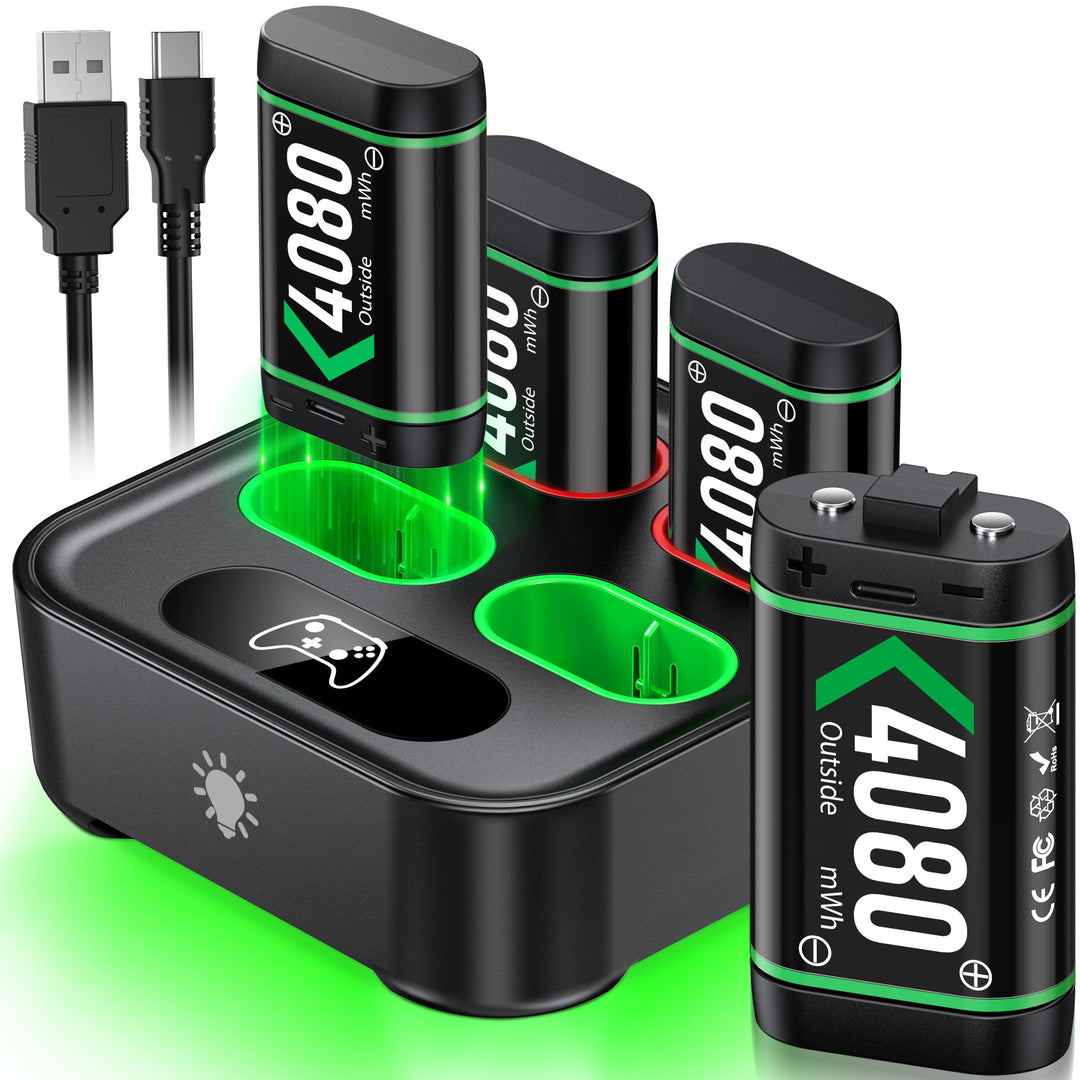 Ladestation Controller für Xbox One Akkupack mit 4x3600mWh Schnellladung USB Wiederaufladbar Akku-La