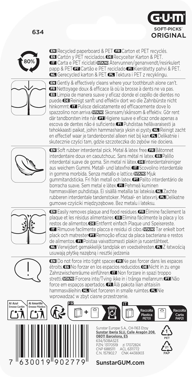 GUM SOFT-PICKS ORIGINAL Interdentalreiniger | Zahnreinigung Und Plaqueentfernung (L - 6x50) L - [6 x