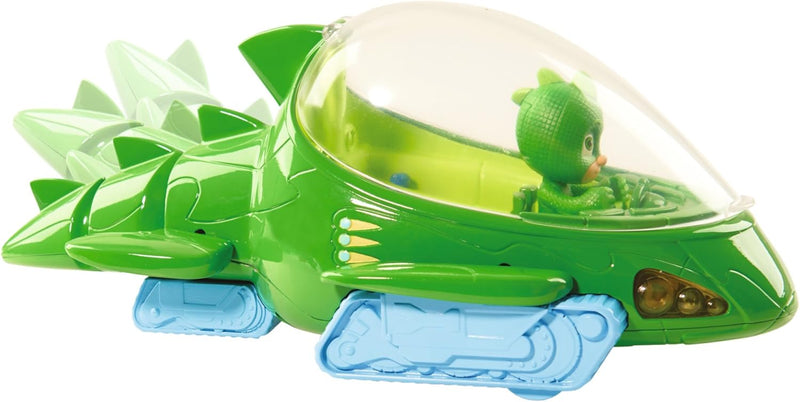 Simba 109402152 - PJ Masks Deluxe Geckomobil, Licht und Sound, 27cm, mit Spielfigur 8cm, Schwanz und
