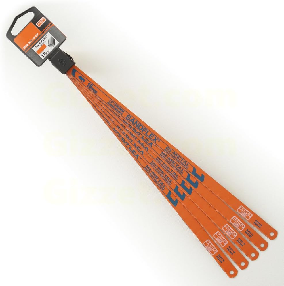 Bahco 3906-300-18-5P Bimetall-Handsägeblatt"Sandflex" 300mm 18 ZpZ 5 Stück 18 mm, 18 mm