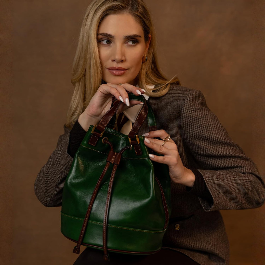 Time Resistance Handtasche aus Leder - Umhängetasche Damen - Beuteltasche aus Leder - Made in Italy