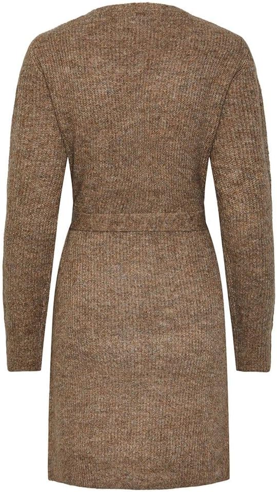 PIECES Damen Pcellen Ls Wrap Knit Dress Noos Bc XL Fossil, XL Fossil