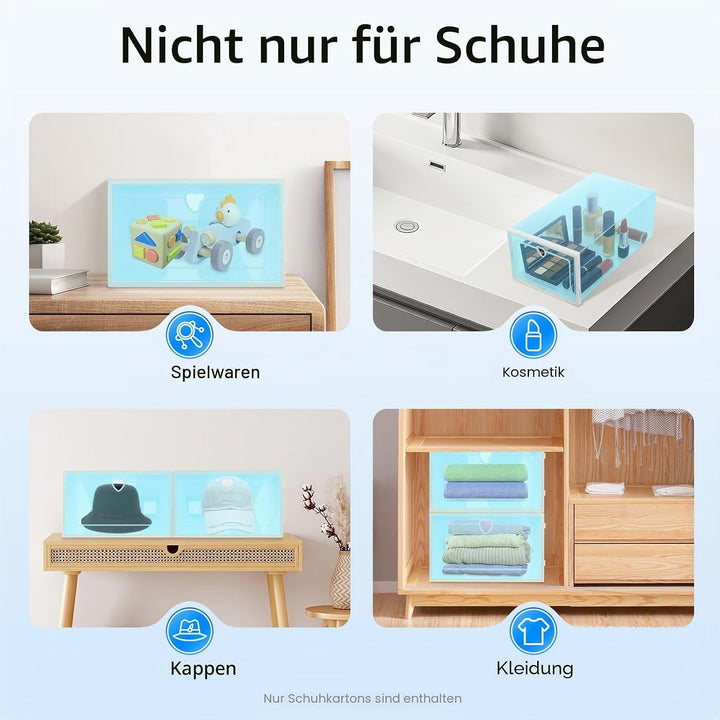 20 Stück Schuhboxen Stapelbar, Transparent Schuhbox Faltbar Schuhkarton Schuhaufbewahrung platzspare