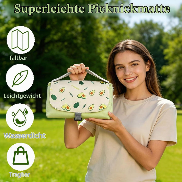 Wasserdichte Picknickdecke (150 × 210 cm),mit Tragegriff für einfachen Transport,diese sandabweisend