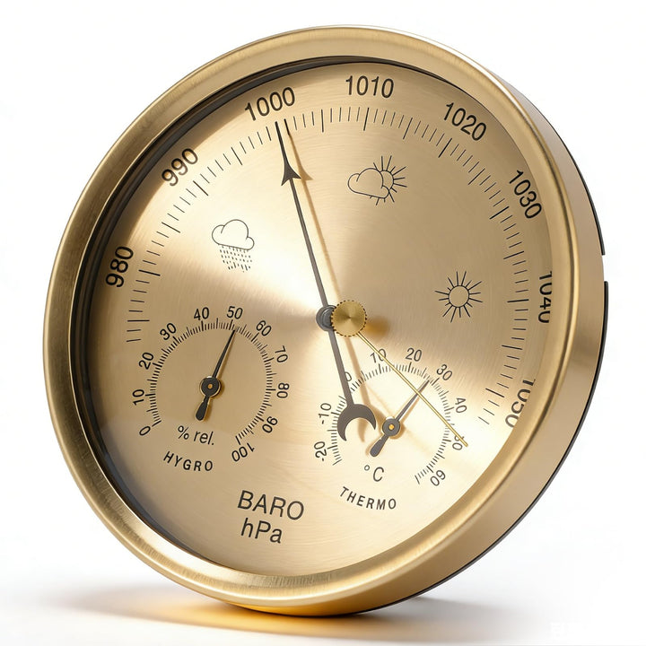 3 in 1 Barometer Hygrometer Temperaturmesser Gold Zifferblatt Weather Station Home Office 130 mm