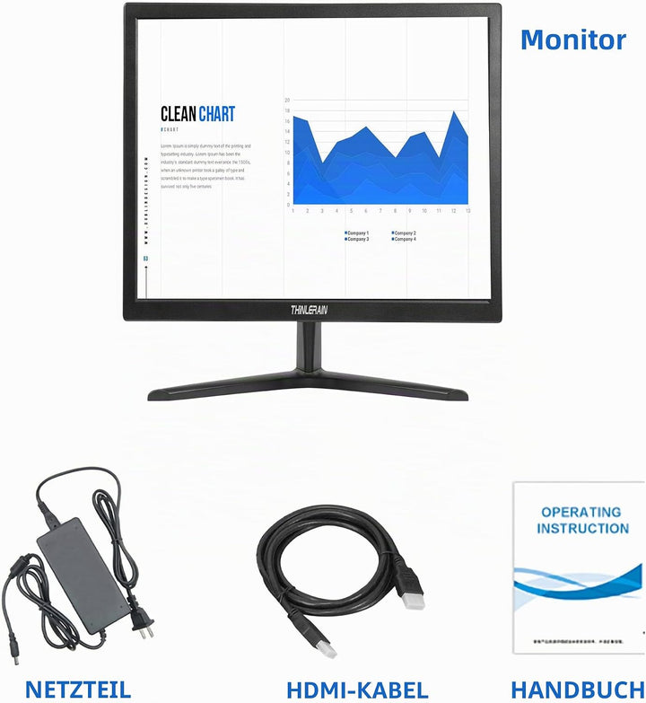 Thinlerain 17 Zoll PC Monitor 1280 x 1024 LED Screen 4:3 (60Hz, 5ms Response Time, Built-in Speaker)