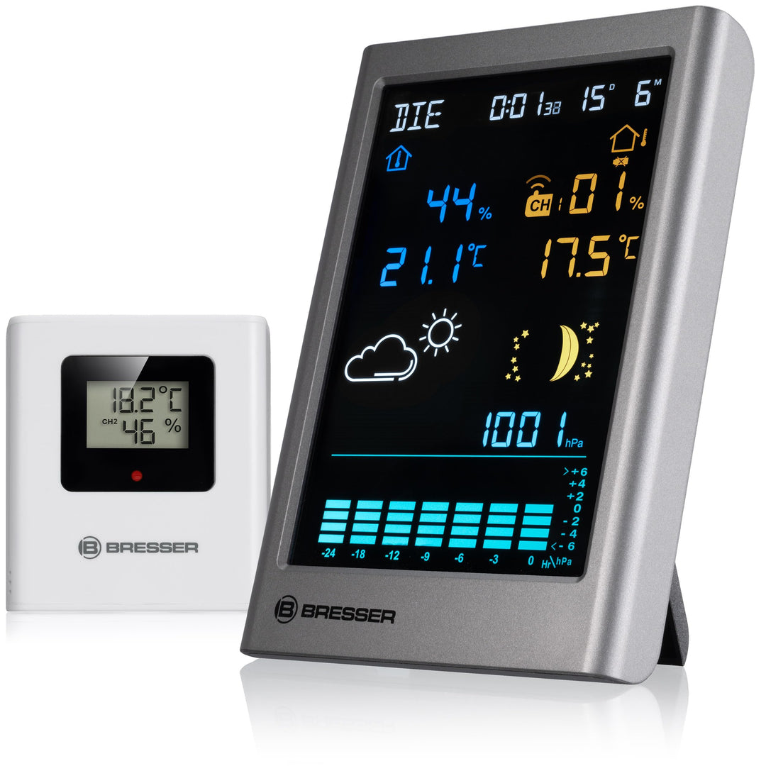 Bresser Funk-Wetterstation MeteoTemp TBV mit grafischer Wettervorhersage, Innen-/Aussentemperatur, L