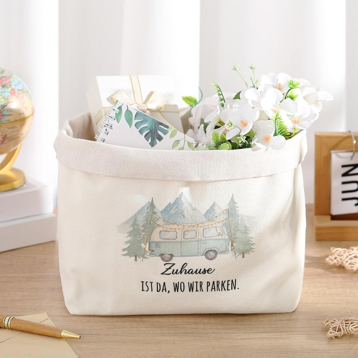Sinmoe Camping Geschenke Zuhause ist da, wo wir parken Brotkorb aus Stoff Geschenk für Camper Wohnmo