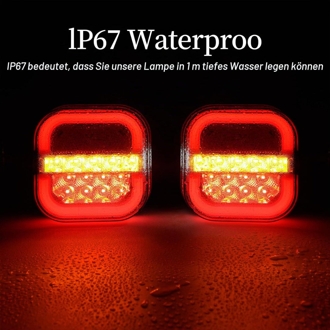 AOHEWEI 12/24 V 2 Stück LED-Anhänger-Rückleuchten, wasserdichter Bremspositionslampe, dynamischem Bl