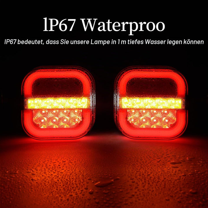 AOHEWEI 12/24 V 2 Stück LED-Anhänger-Rückleuchten, wasserdichter Bremspositionslampe, dynamischem Bl