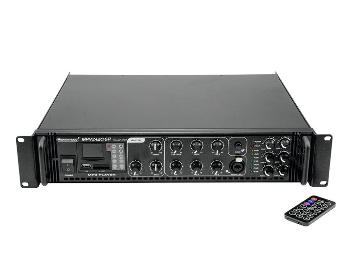 OMNITRONIC MPVZ-120.6P Mischverstärker | 6-Zonen-ELA-Mono-Mischverstärker, MP3-Player & IR-FB, Zonen