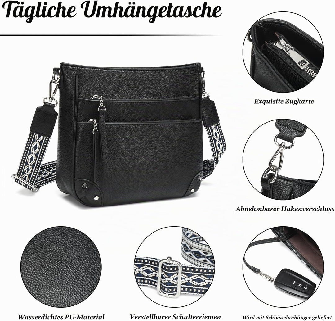 Umhängetasche Damen Mittelgross Schultertaschen Leder PU Handtasche Für Damen Crossbody Bag Weiche T