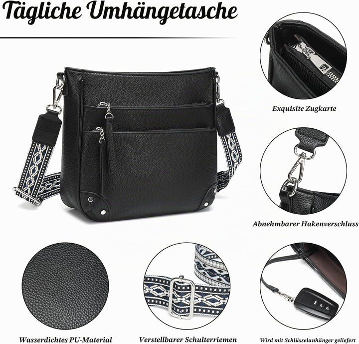 Umhängetasche Damen Mittelgross Schultertaschen Leder PU Handtasche Für Damen Crossbody Bag Weiche T