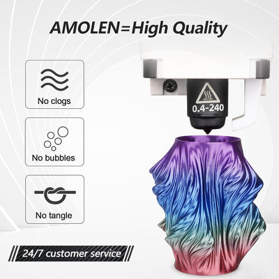 AMOLEN 3D Drucker Filament, Silk PLA Filament 1.75mm, Glänzendes kosmisches Regenbogen PLA, Farbverl