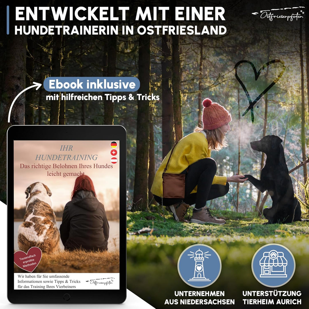 Ostfriesenpfoten® Leckerlibeutel 'Frieda' für Hunde aus hochwertigem Kunstleder - Dunkelbraun Grösse