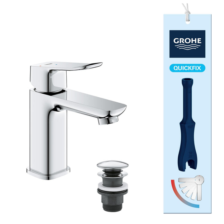 GROHE Dice, energiesparende Waschtischarmatur, Kaltwasser in Mittelstellung (Wasserhahn für das Bad,