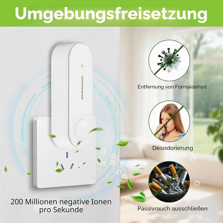 2 Pcs Luftreiniger Plug in Negativ Ionen Luftreinige Tragbarer Air Purifier IonizerGenerator Leiser