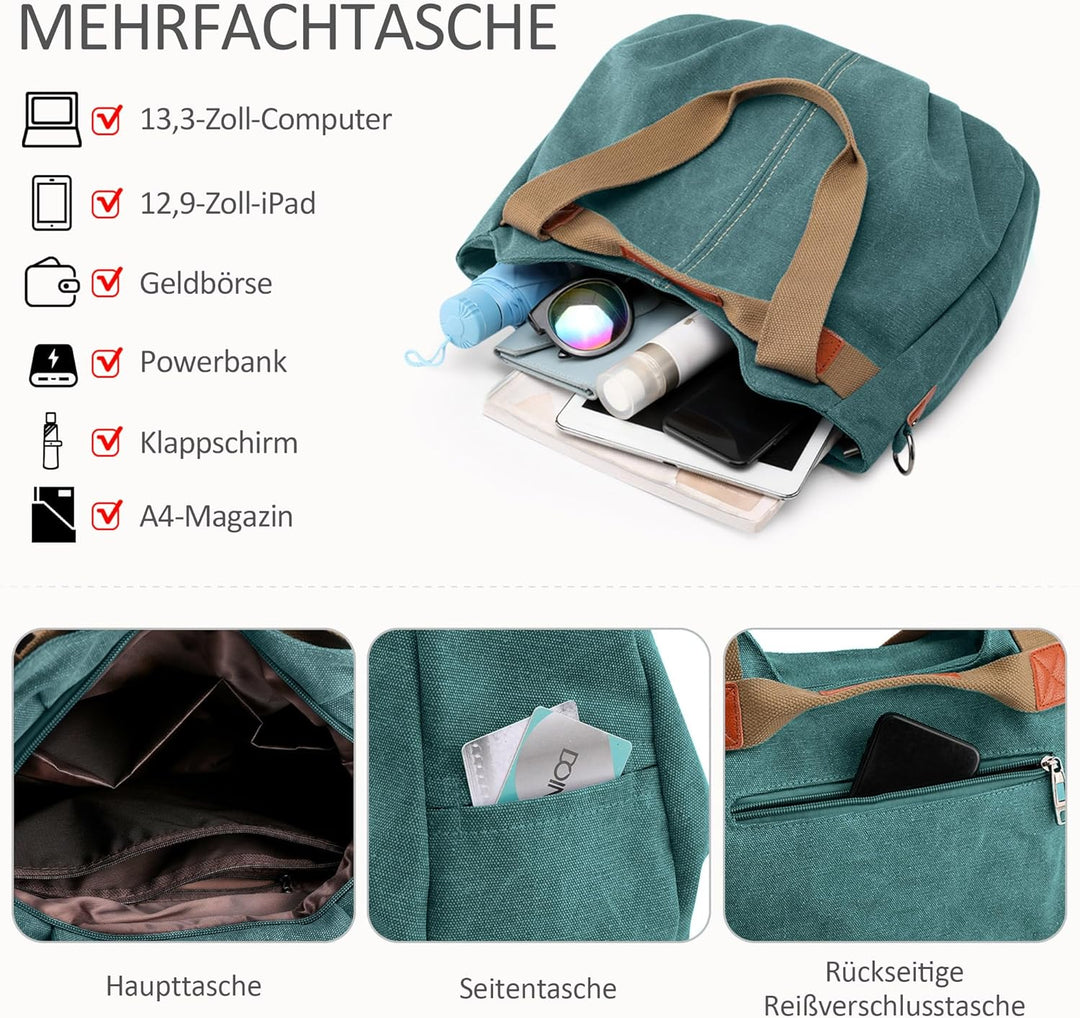 DIRRONA Casual Damen Segeltuch Umhängetasche Gross Kapazität Handtasche Reise Schultertasche Multifu