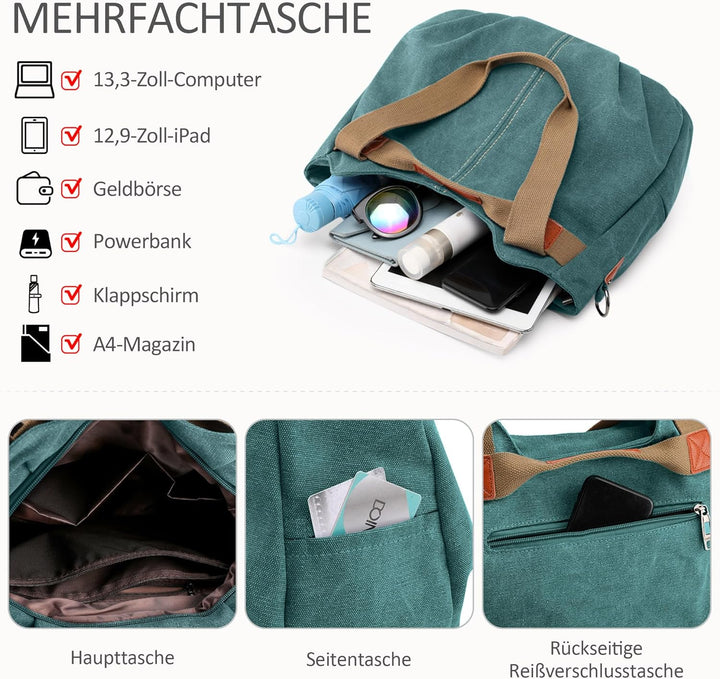 DIRRONA Casual Damen Segeltuch Umhängetasche Gross Kapazität Handtasche Reise Schultertasche Multifu