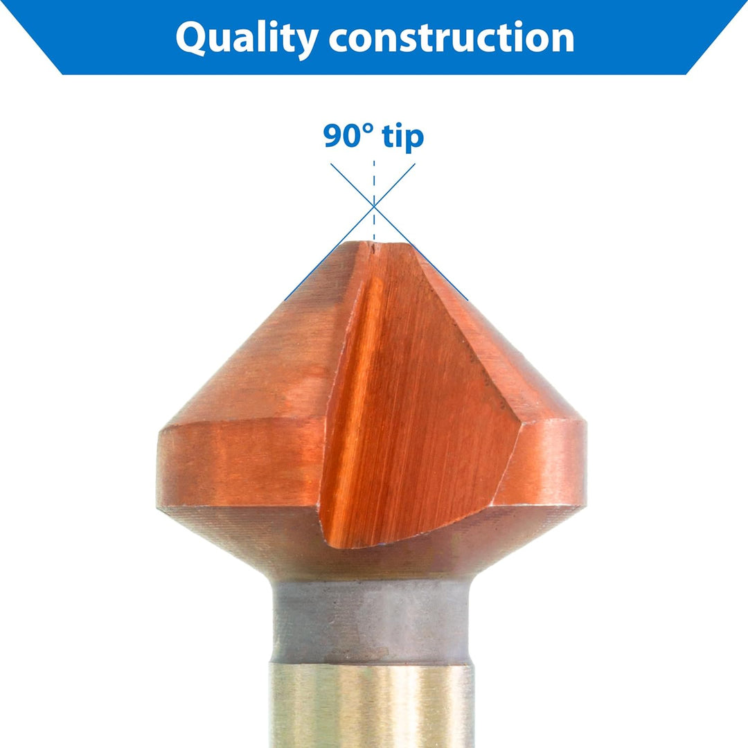 TJR® 6 beschichtete 90° Grad Kegelsenker Ø 6,3-20,5 mm aus HSS Stahl - Richtig Scharf - Senker Entgr