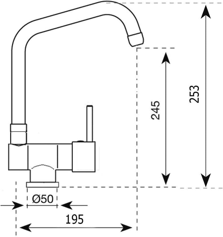 Paini AM10009 Einhebelmischer für Spülbecken, Eckrohr, klappbar, chromfarben