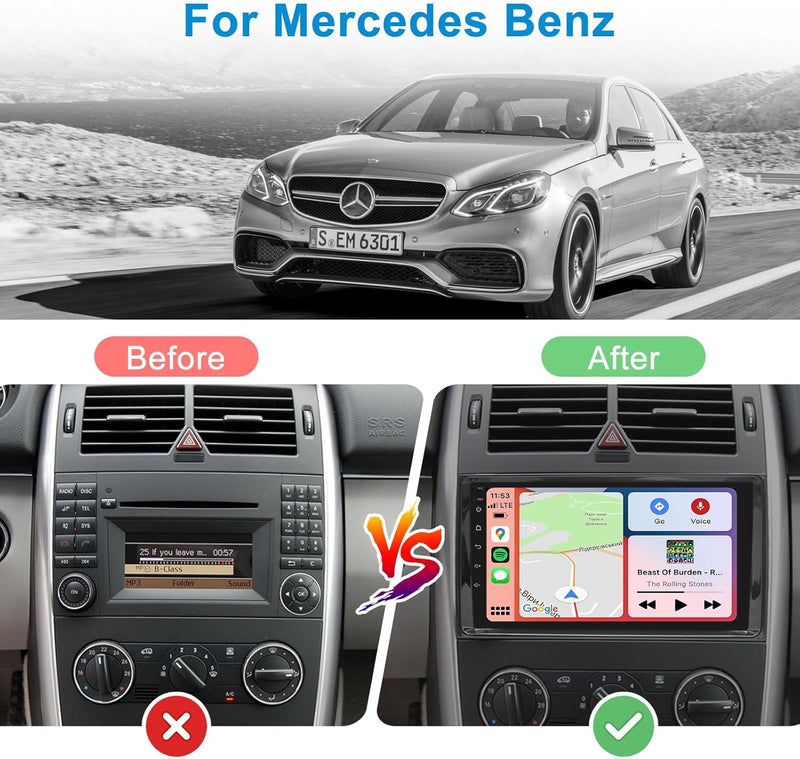 Android Car Radio Wireless CarPlay Android Car for Mercedes-Benz A Class/B Class / W245 Viano Vito W