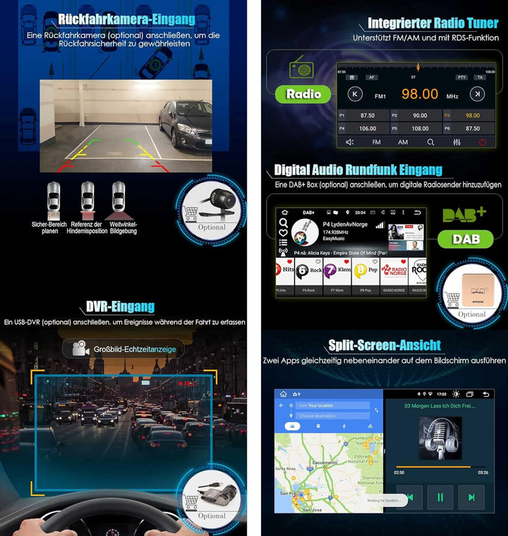 Erisin 7 Zoll 8-Kern 4GB RAM 64GB ROM Android 12 Autoradio mit GPS Navi für Alfa Romeo Mito Unterstü