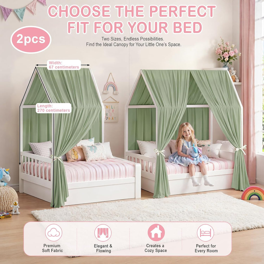 Hausbett Himmel, Betthimmel Hausbett, Stoffhimmel für Hausbetten Mädchen Jungen Baldachin, Handgemac