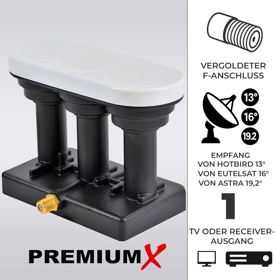 Premium X PXMB-TR Triple Monoblock Single triplefeed Astra 19,2° Eutelsat 16° Hotbird 13° Sat Empfan