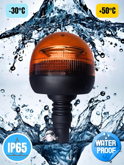 Rundumleuchte orange, Warnleuchte mit flexiblem Fuss LED 12V 24V Für Strassenver 3 Funktionen R65