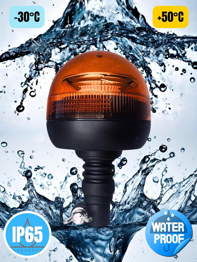 Rundumleuchte orange, Warnleuchte mit flexiblem Fuss LED 12V 24V Für Strassenver 3 Funktionen R65