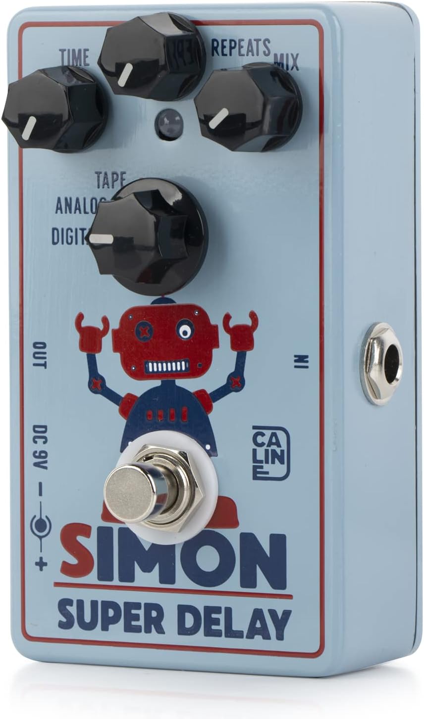 Caline CP-513 Simon Super Delay Gitarren-Effektpedal mit Digital-, Analog- und Bandoptionen weiss, w
