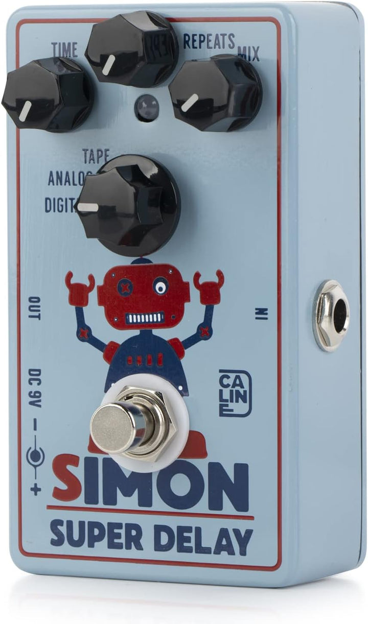 Caline CP-513 Simon Super Delay Gitarren-Effektpedal mit Digital-, Analog- und Bandoptionen weiss, w