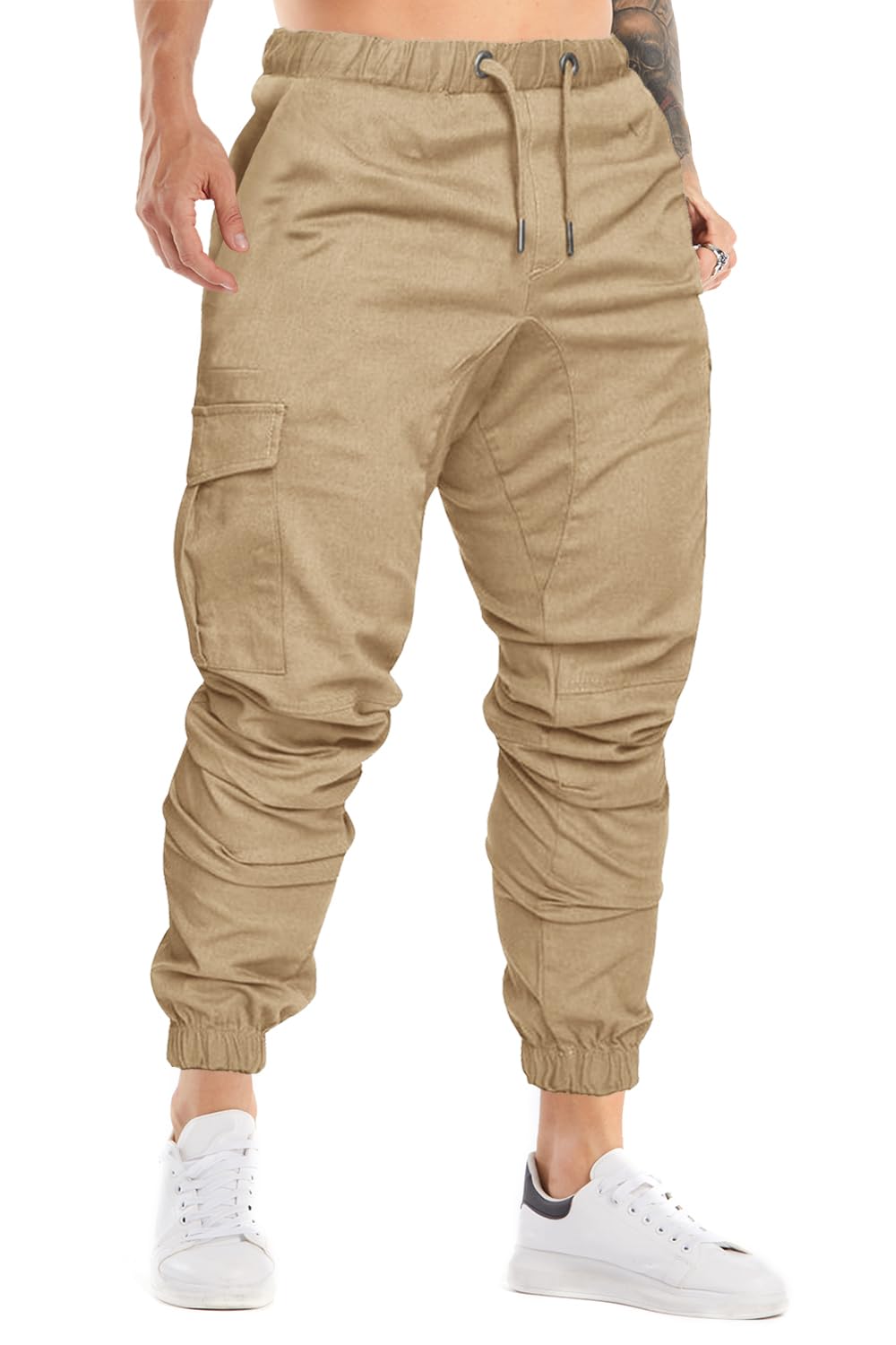 Cindeyar Herren Hosen Slim Fit Casual Jogger Sporthose Freizeithose Cargo Chino Jeans Hose M Khaki 0