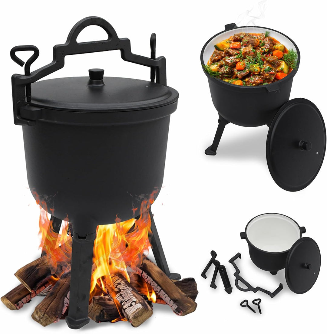 Emaillierter Gusseisentopf ungarischer Jagdtopf für das Lagerfeuer 8L 10L (10L), 10L