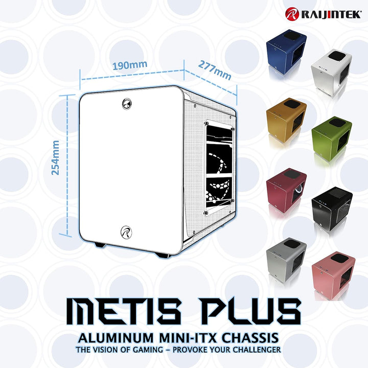 Raijintek METIS Plus Mini-ITX Computer Gehäuse, Tower Case, Mini Gehäuse PC, PC - Gehäuse Silent, Bo