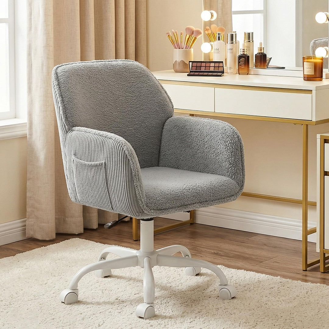 Bürostuhl Schreibtischstuhl Homeoffice Stuhl Schminktisch Stuhl – Sherpa- &amp; Cordstoff, Ergonomisch m